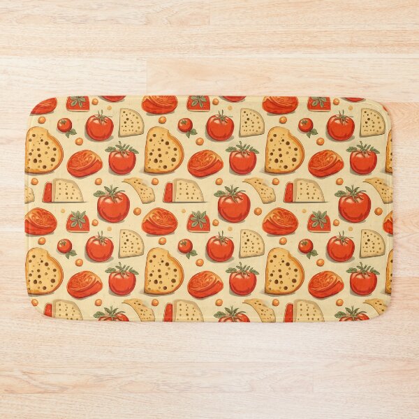Item preview, Tomato and Cheese Pattern – Cute Food Illustration Seamless Kitchen Design designed and sold by NegarinFashions.