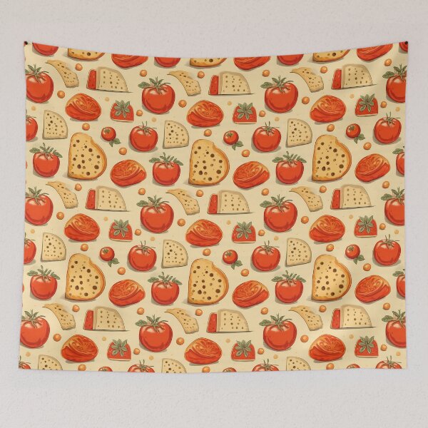 Item preview, Tomato and Cheese Pattern – Cute Food Illustration Seamless Kitchen Design designed and sold by NegarinFashions.