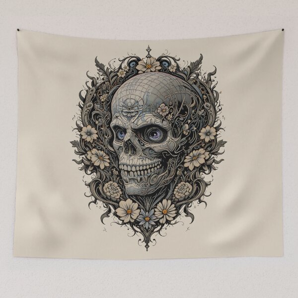 Item preview, Ornate Floral Skull - Victorian Gothic Art Nouveau Day of the Dead Illustration designed and sold by Amplify-n-Co.