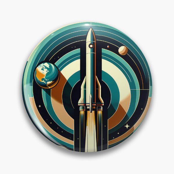 Item preview, Retro Rocket Launch Geometric Space Illustration designed and sold by InkSmithery.