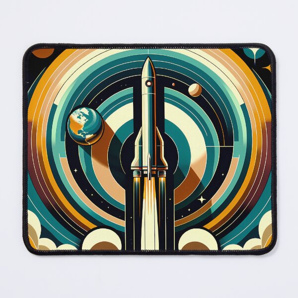 Item preview, Retro Rocket Launch Geometric Space Illustration designed and sold by InkSmithery.