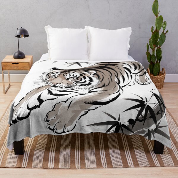 Item preview, Japanese Sumi-e Tiger Ink Painting – Zen Brush Stroke Samurai Tiger Wall Art designed and sold by Tamas Das.