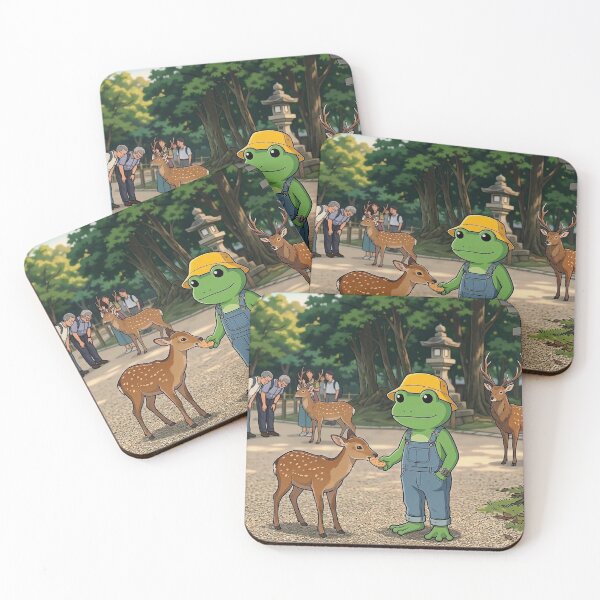 Item preview, Cute Frog in Nara Deer Park - Retro Japanese Anime Aesthetic designed and sold by The Chill Pond.