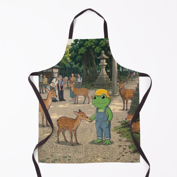 Item preview, Cute Frog in Nara Deer Park - Retro Japanese Anime Aesthetic designed and sold by The Chill Pond.