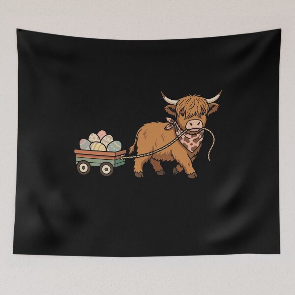 Item preview, Easter Highland Cow Egg Wagon designed and sold by KroghDs.