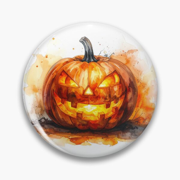 Item preview, Watercolor Jack O’Lantern with Autumn Leaves designed and sold by katifinell.