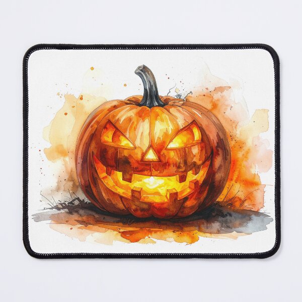 Item preview, Watercolor Jack O’Lantern with Autumn Leaves designed and sold by katifinell.