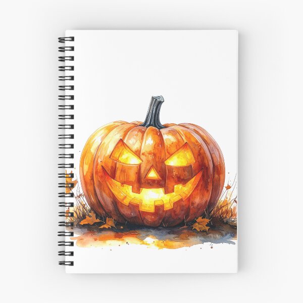 Item preview, Watercolor Jack O’Lantern with Autumn Leaves designed and sold by katifinell.