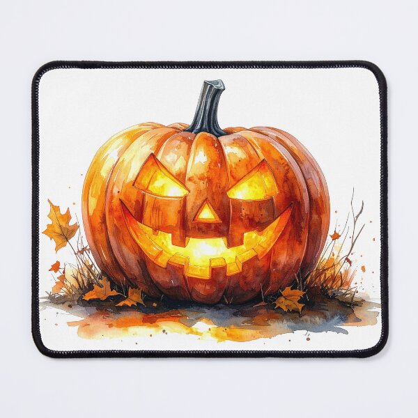 Item preview, Watercolor Jack O’Lantern with Autumn Leaves designed and sold by katifinell.