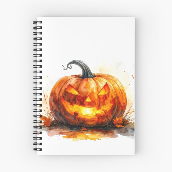 Item preview, Watercolor Jack O’Lantern with Autumn Leaves designed and sold by katifinell.