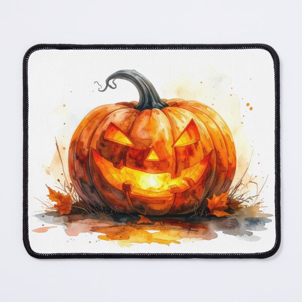 Item preview, Watercolor Jack O’Lantern with Autumn Leaves designed and sold by katifinell.