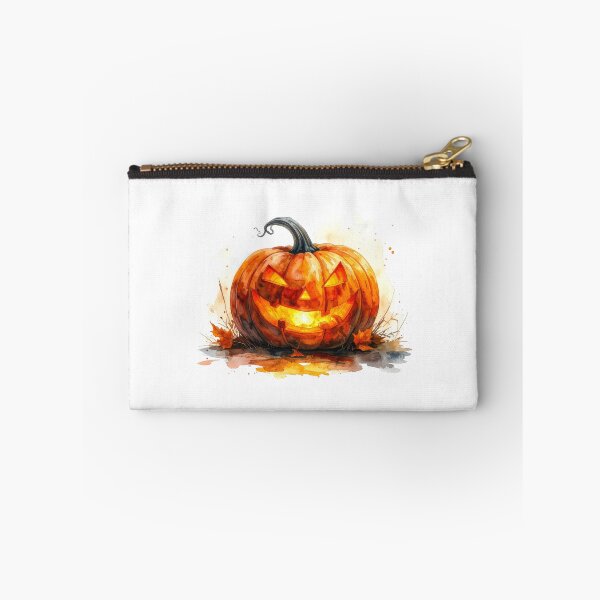 Item preview, Watercolor Jack O’Lantern with Autumn Leaves designed and sold by katifinell.