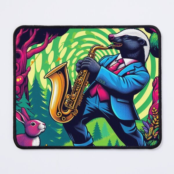 Item preview, Jazz in the Forest – Saxophone Badger & Bunny Listener designed and sold by Dogandesighn.
