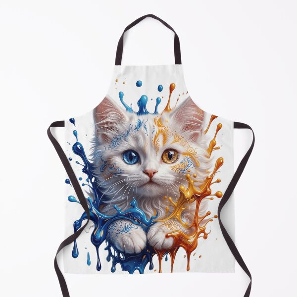 Item preview, Blue & Gold Heterochromia Cat Paint Splash – Cute Artistic Kitten Illustration designed and sold by Serjames.