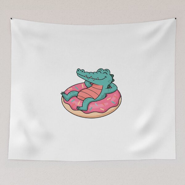 Item preview, Relaxed Crocodile on Donut Pool Float – Funny Summer Cartoon designed and sold by Biwbiwty.