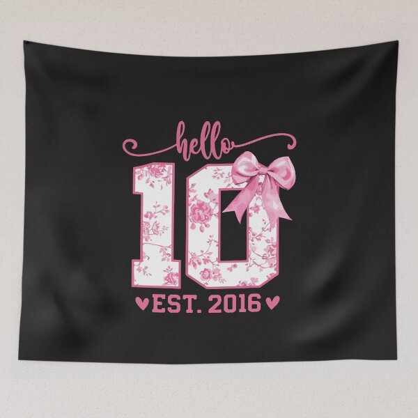 Item preview, Hello Ten Est 2016 10th Birthday Coquette Bow Cute Girl Birthday Celebration Design designed and sold by kiralynstration.