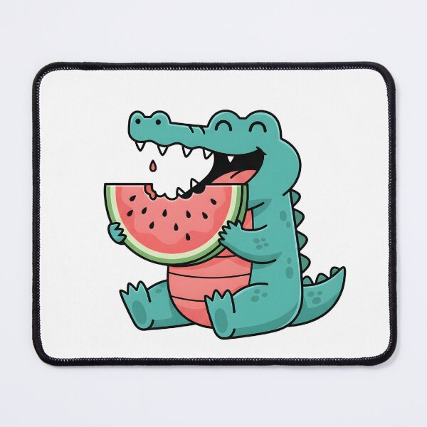 Item preview, Cute Crocodile Eating Watermelon – Funny Summer Cartoon designed and sold by Biwbiwty.