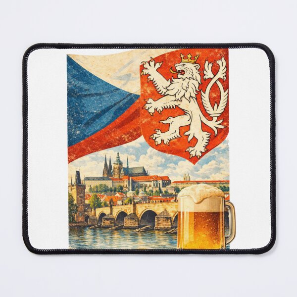 Item preview, Czech Republic Travel Poster – Prague Vintage Illustration designed and sold by RØNI AI.