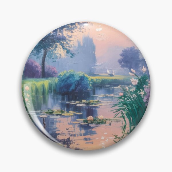 Item preview, Impressionist Water Lily Landscape – Monet Inspired Morning Garden Art Print designed and sold by Tamas Das.