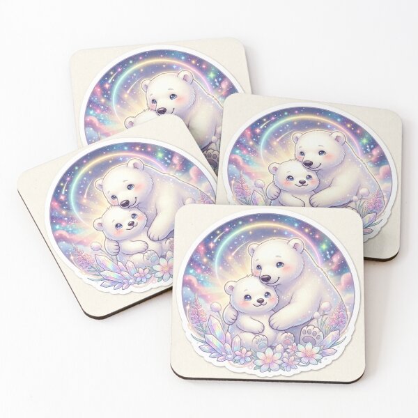 Item preview, Eternal Bond: Mother and Cub Polar Bear Dreamy Starry Art designed and sold by athenee32.