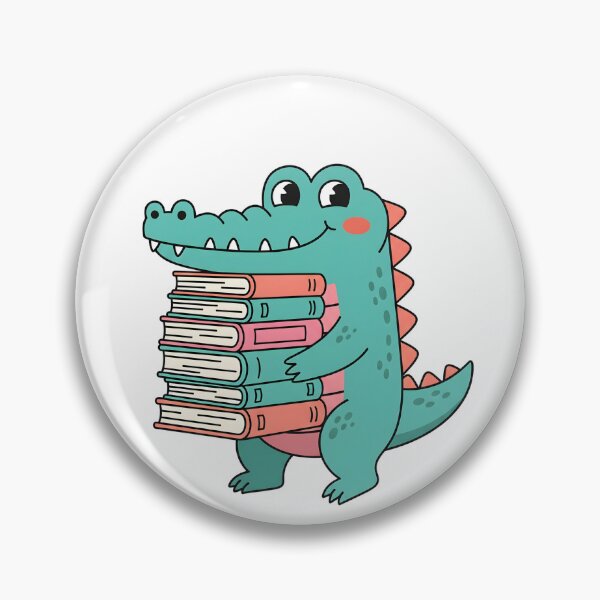 Item preview, Cute Crocodile Carrying a Stack of Books Cartoon designed and sold by Biwbiwty.