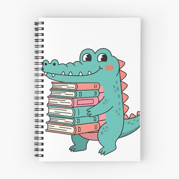 Item preview, Cute Crocodile Carrying a Stack of Books Cartoon designed and sold by Biwbiwty.