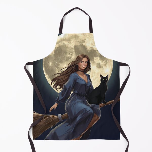 Item preview, Moon witch Flying Under the Full Moon with black cat designed and sold by BlondeBalance.