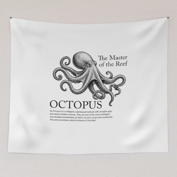 Item preview, Vintage Octopus Engraving Master of the Reef Scientific Art designed and sold by MotionBanana Art.