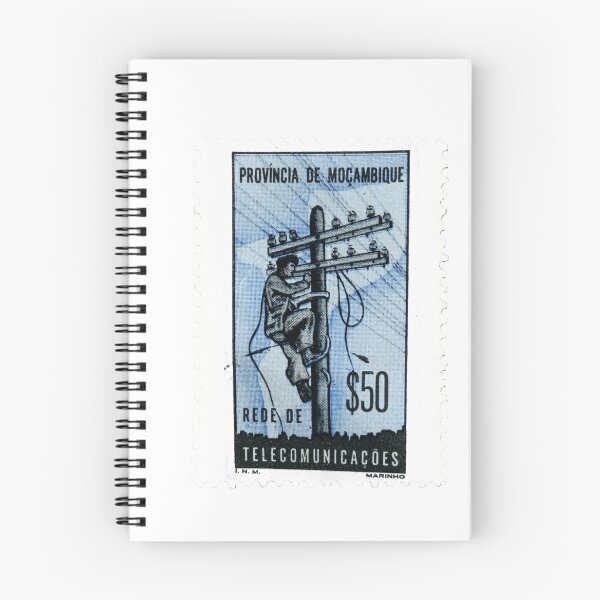 Item preview, Mozambique Telecommunications Blue Vintage Postage Stamp designed and sold by red-amber65.