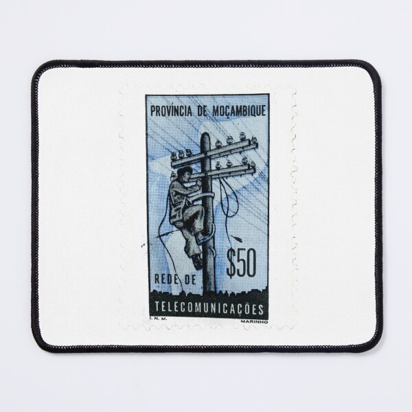 Item preview, Mozambique Telecommunications Blue Vintage Postage Stamp designed and sold by red-amber65.