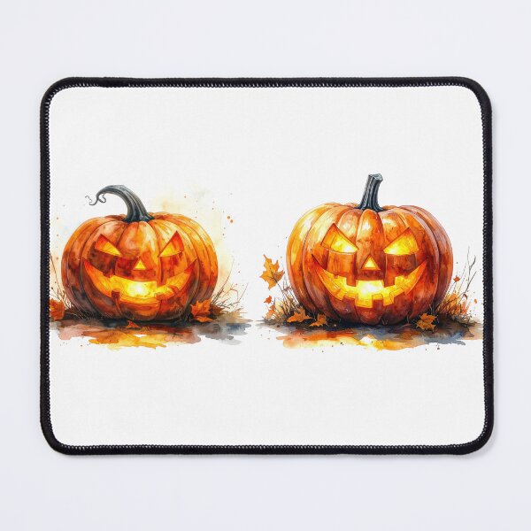 Item preview, Watercolor Jack O’Lanterns with Autumn Leaves designed and sold by katifinell.