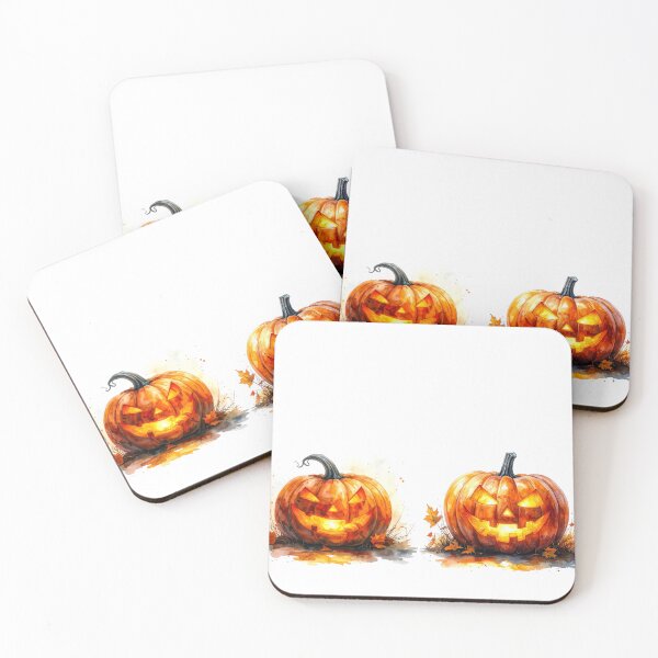 Item preview, Watercolor Jack O’Lanterns with Autumn Leaves designed and sold by katifinell.