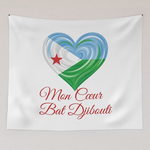 Item preview, Mon Cœur Bat Djibouti – Djibouti Flag Heart Design designed and sold by DjibProp.