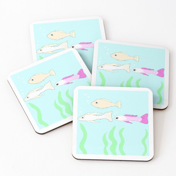 Item preview, Cute Kawaii Guppy Fish Colorful Pearl White and Pink Guppies Cartoon Aquarium Art designed and sold by Najomiartstudio.