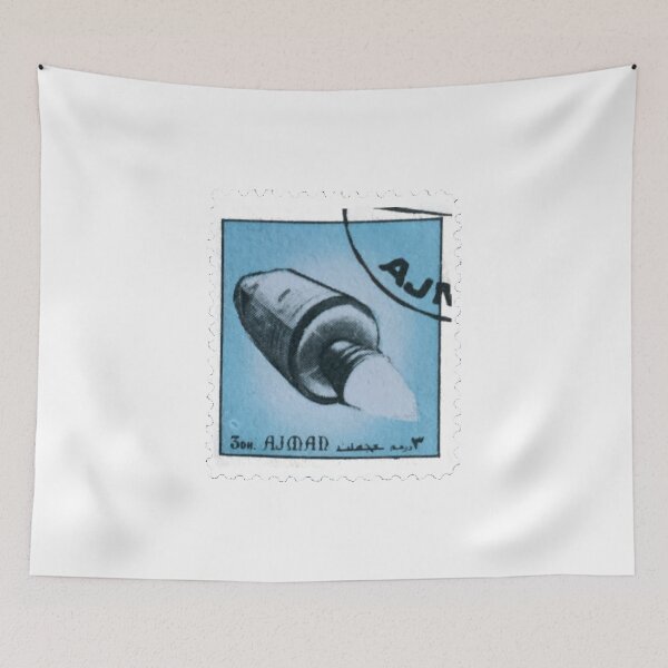 Item preview, Space Shuttle Blue Vintage Postage Stamp designed and sold by red-amber65.