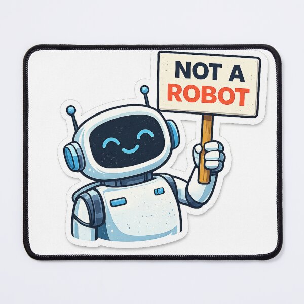 Item preview, Not A Robot – Funny AI Robot Sticker designed and sold by EOVM.