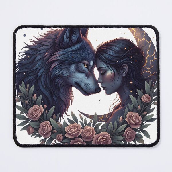 Item preview, Wolf and Moon Goddess , Mystical Woman Wolf Illustration designed and sold by BARKAcreations.