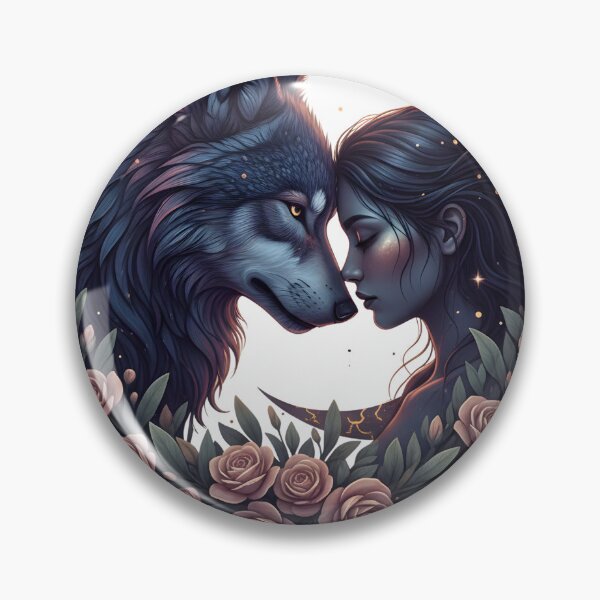 Item preview, Wolf and Moon Goddess , Mystical Woman Wolf Illustration designed and sold by BARKAcreations.