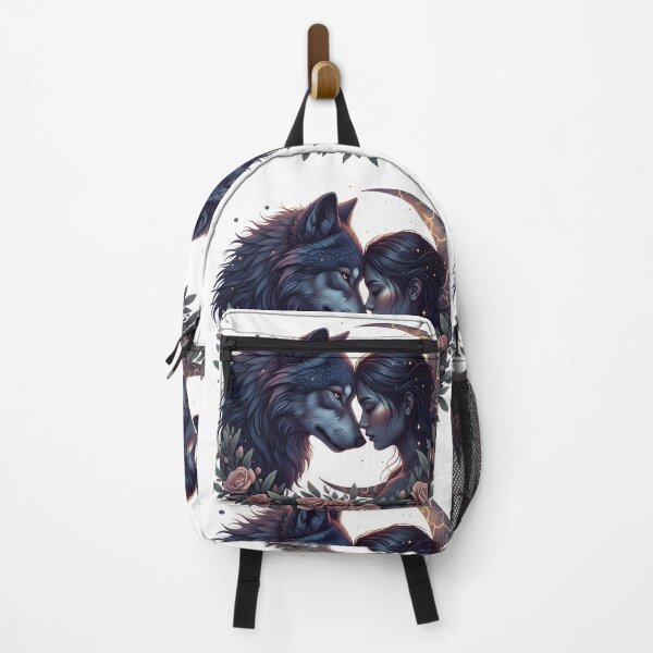 Item preview, Wolf and Moon Goddess , Mystical Woman Wolf Illustration designed and sold by BARKAcreations.