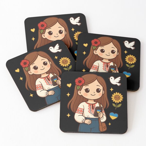 Item preview, Modern Ukrainian girl in kawaii style designed and sold by KawaiiHero.