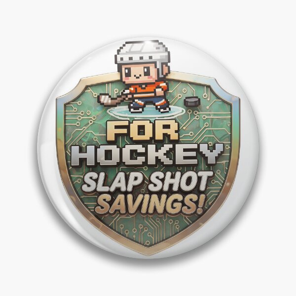Item preview, Pixelated hockey player badge with circuit board design and savings offer designed and sold by Creative88Art.