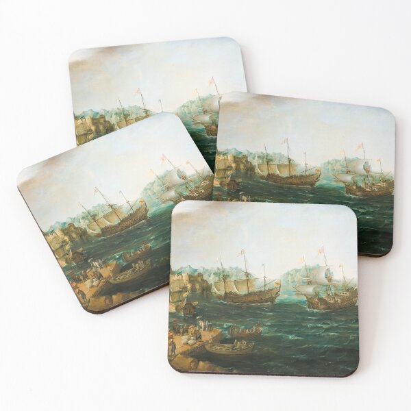 Item preview, Ships Trading in the East Maritime Harbor Painting designed and sold by TheSoulOfArt.
