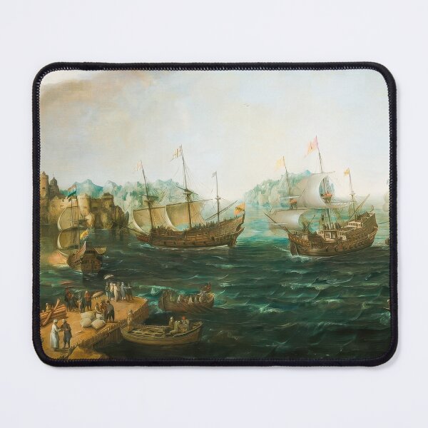 Item preview, Ships Trading in the East Maritime Harbor Painting designed and sold by TheSoulOfArt.
