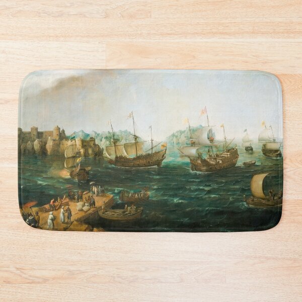 Item preview, Ships Trading in the East Maritime Harbor Painting designed and sold by TheSoulOfArt.
