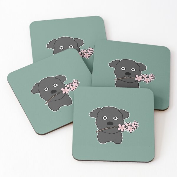Item preview, Adorable dark puppy holding cherry blossom designed and sold by ubborn.