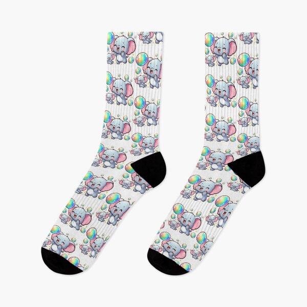 Item preview, Cute Baby Elephant Playing Rainbow Bubbles-Kawaii Animal Cartoon designed and sold by carestazafeli.