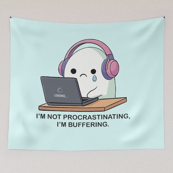 Item preview, Cute Buffering Ghost Procrastination Illustration designed and sold by Senorona.