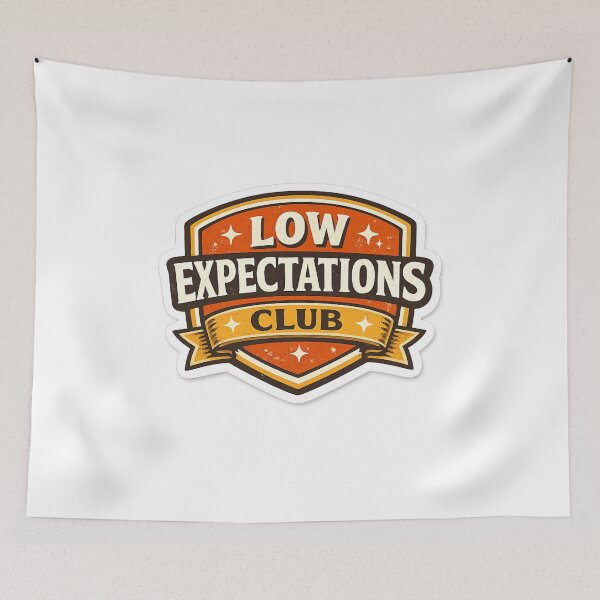 Item preview, Low Expectations Club – Funny Minimal Humor Sticker designed and sold by EOVM.