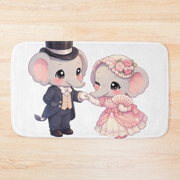 Item preview, Kawaii Elephant Couple Dancing - Victorian Romance Anime Style. designed and sold by Lylysun.