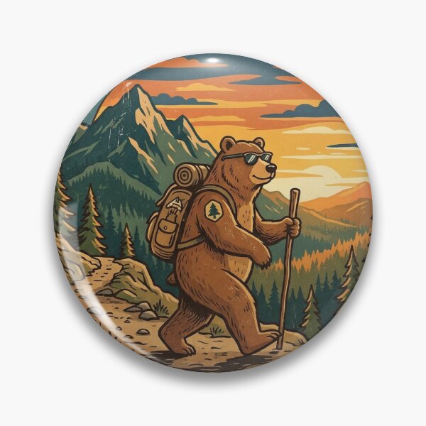 Item preview, Touch Grass Vintage Hiking Bear Sticker designed and sold by LiamAura.